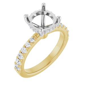 14K Yellow/White Gold 8.8 mm Round 3/8 CTW Natural Diamond Semi-Set Engagement Ring