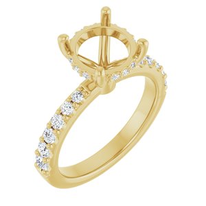 14K Yellow Gold 8.8 mm Round 3/8 CTW Natural Diamond Semi-Set Engagement Ring