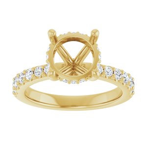 14K Yellow Gold 8.8 mm Round 1/2 CTW Lab-Grown Semi-Set Daimond Engagement Ring