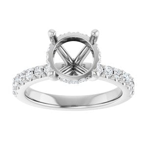 14K White Gold 8.8 mm Round 1/2 CTW Lab-Grown Semi-Set Daimond Engagement Ring