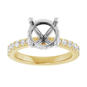 14K Yellow/White Gold 8.8 mm Round 1/2 CTW Lab-Grown Semi-Set Daimond Engagement Ring
