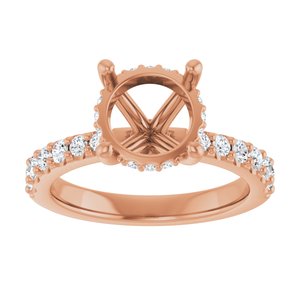14K Rose Gold 8.8 mm Round 1/2 CTW Lab-Grown Semi-Set Daimond Engagement Ring