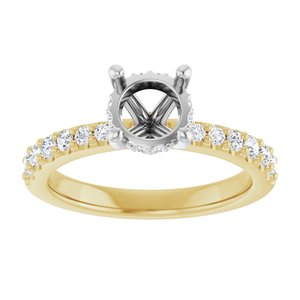 14K Yellow/White Gold 6.5 mm Round 1/3 CTW Natural Diamond Semi-Set Engagement Ring