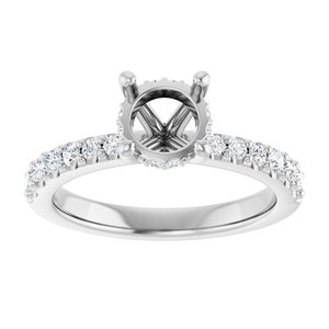 14K White Gold 6.5 mm Round 1/3 CTW Natural Diamond Semi-Set Engagement Ring