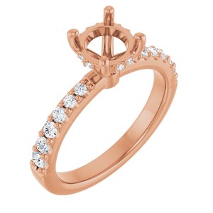14K Rose Gold 6.5 mm Round 1/3 CTW Lab-Grown Diamond Semi-Set Engagement Ring