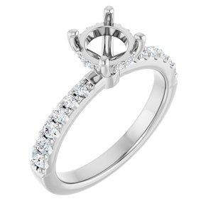Platinum 6.5 mm Round 1/3 CTW Natural Diamond Semi-Set Engagement Ring