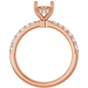 14K Rose Gold 8x6 mm Oval 1/3 CTW Lab-Grown Semi-Set Daimond Engagement Ring