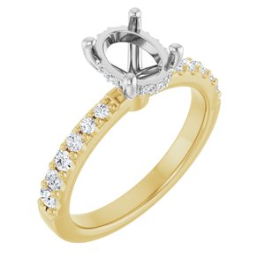 14K Yellow/White Gold 8x6 mm Oval 1/3 CTW Natural Diamond Semi-Set Engagement Ring