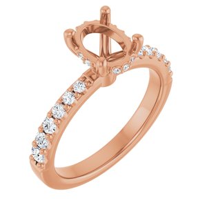 14K Rose Gold 8x6 mm Oval 1/3 CTW Natural Diamond Semi-Set Engagement Ring