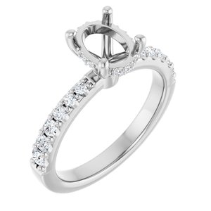 Platinum 8x6 mm Oval 1/3 CTW Lab-Grown Semi-Set Daimond Engagement Ring