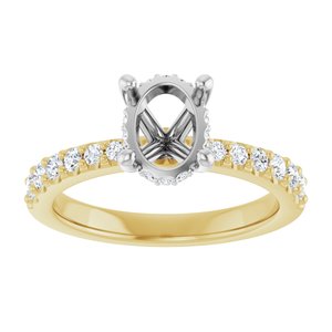 14K Yellow/White Gold 8x6 mm Oval 1/3 CTW Natural Diamond Semi-Set Engagement Ring