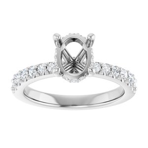 Platinum 8x6 mm Oval 1/3 CTW Natural Diamond Semi-Set Engagement Ring