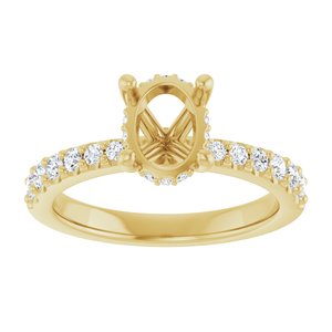 14K Yellow Gold 8x6 mm Oval 1/3 CTW Lab-Grown Semi-Set Daimond Engagement Ring