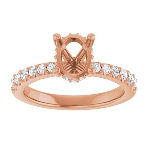 14K Rose Gold 8x6 mm Oval 1/3 CTW Lab-Grown Semi-Set Daimond Engagement Ring