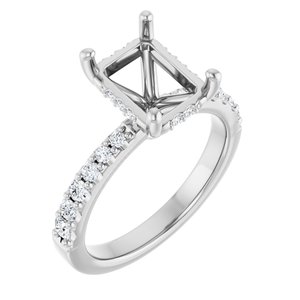 14K White Gold 9x7 mm Emerald 3/8 CTW Lab-Grown Semi-Set Daimond Engagement Ring