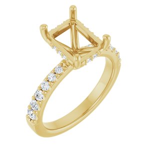 14K Yellow Gold 9x7 mm Emerald 3/8 CTW Lab-Grown Semi-Set Daimond Engagement Ring