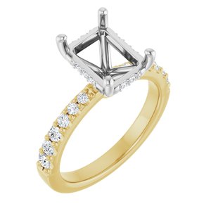 14K Yellow/White Gold 9x7 mm Emerald 3/8 CTW Lab-Grown Semi-Set Daimond Engagement Ring