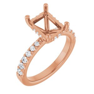 14K Rose Gold 9x7 mm Emerald 1/3 CTW Natural Diamond Semi-Set Engagement Ring