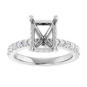 Platinum 9x7 mm Emerald 1/3 CTW Natural Diamond Semi-Set Engagement Ring