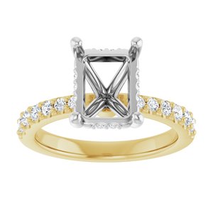 14K Yellow/White Gold 9x7 mm Emerald 1/3 CTW Natural Diamond Semi-Set Engagement Ring