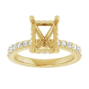 14K Yellow Gold 9x7 mm Emerald 1/3 CTW Natural Diamond Semi-Set Engagement Ring