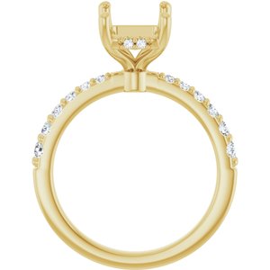 14K Yellow Gold 9x7 mm Emerald 1/3 CTW Natural Diamond Semi-Set Engagement Ring