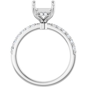 14K White Gold 9x7 mm Emerald 1/3 CTW Natural Diamond Semi-Set Engagement Ring