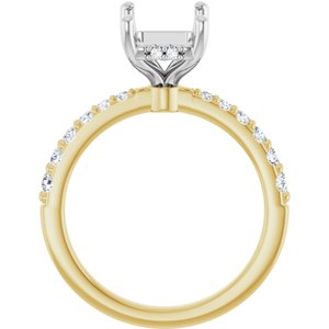 14K Yellow/White Gold 9x7 mm Emerald 1/3 CTW Natural Diamond Semi-Set Engagement Ring