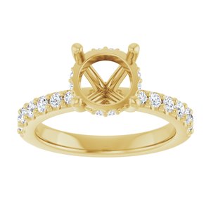 14K Yellow Gold 8 mm Round 1/2 CTW Lab-Grown Semi-Set Daimond Engagement Ring