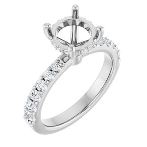 14K White Gold 8 mm Round 1/2 CTW Lab-Grown Semi-Set Daimond Engagement Ring