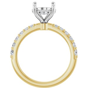 14K Yellow/White Gold 8 mm Round 1/2 CTW Lab-Grown Semi-Set Daimond Engagement Ring
