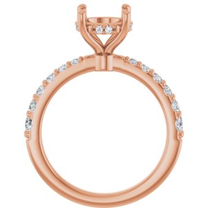 14K Rose Gold 8 mm Round 3/8 CTW Natural Diamond Semi-Set Engagement Ring