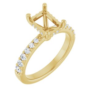 14K Yellow Gold 8x6 mm Emerald 1/3 CTW Lab-Grown Semi-Set Daimond Engagement Ring