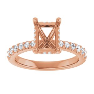 14K Rose Gold 8x6 mm Emerald 1/3 CTW Natural Diamond Semi-Set Engagement Ring
