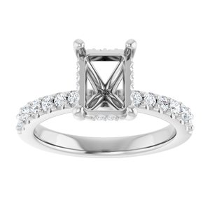 Platinum 8x6 mm Emerald 1/3 CTW Natural Diamond Semi-Set Engagement Ring