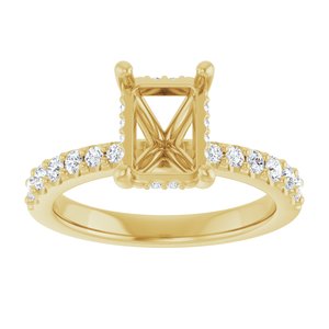 14K Yellow Gold 8x6 mm Emerald 1/3 CTW Lab-Grown Semi-Set Daimond Engagement Ring
