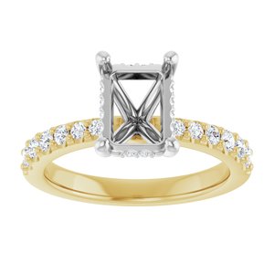 14K Yellow/White Gold 8x6 mm Emerald 1/3 CTW Natural Diamond Semi-Set Engagement Ring