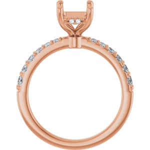 14K Rose Gold 8x6 mm Emerald 1/3 CTW Lab-Grown Semi-Set Daimond Engagement Ring