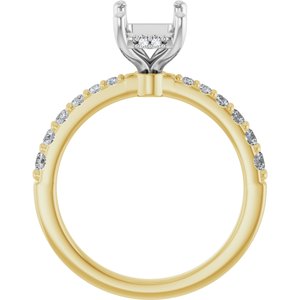 14K Yellow/White Gold 8x6 mm Emerald 1/3 CTW Natural Diamond Semi-Set Engagement Ring