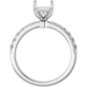 14K White Gold 8x6 mm Emerald 1/3 CTW Natural Diamond Semi-Set Engagement Ring