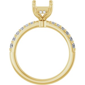 14K Yellow Gold 8x6 mm Emerald 1/3 CTW Natural Diamond Semi-Set Engagement Ring