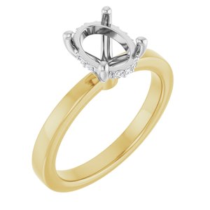 14K Yellow/White Gold 8.5x6.5 mm Oval .04 CTW Natural Diamond Semi-Set Engagement Ring
