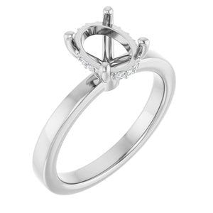 14K White Gold 8.5x6.5 mm Oval .04 CTW Lab-Grown Semi-Set Daimond Engagement Ring