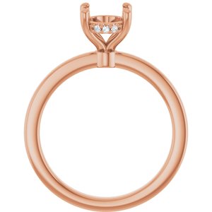 14K Rose Gold 8.5x6.5 mm Oval .04 CTW Natural Diamond Semi-Set Engagement Ring
