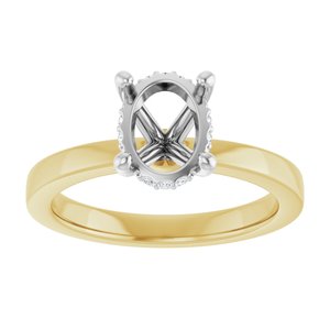 14K Yellow/White Gold 8.5x6.5 mm Oval .04 CTW Natural Diamond Semi-Set Engagement Ring