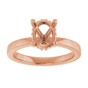 14K Rose Gold 8.5x6.5 mm Oval .04 CTW Natural Diamond Semi-Set Engagement Ring
