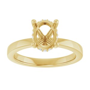 14K Yellow Gold 8.5x6.5 mm Oval .04 CTW Lab-Grown Semi-Set Daimond Engagement Ring