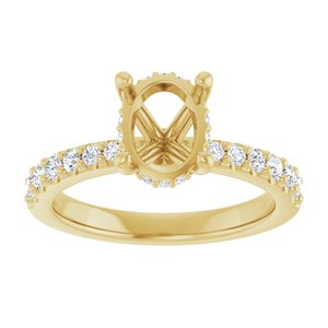 14K Yellow Gold 8.5x6.5 mm Oval 1/3 CTW Lab-Grown Semi-Set Daimond Engagement Ring
