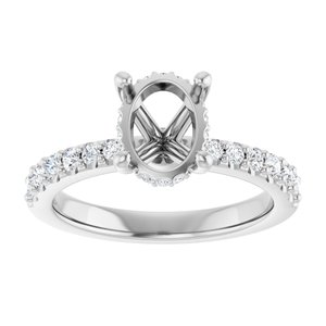 Platinum 8.5x6.5 mm Oval 1/3 CTW Natural Diamond Semi-Set Engagement Ring