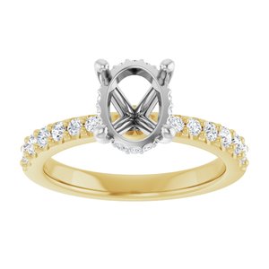 14K Yellow/White Gold 8.5x6.5 mm Oval 1/3 CTW Natural Diamond Semi-Set Engagement Ring